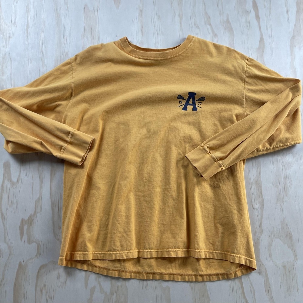 Y2K American Eagle Outfitters Shirt Mens Medium Yellow Long Sleeve Logo Tee